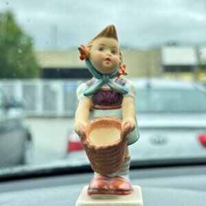 Goebel Ceramic Figurine with Basket Orange and Blue